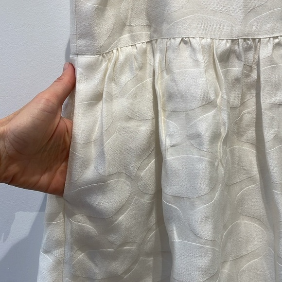 Club Monaco silk cream beige off white mini skirt textured pattern pockets sz 6 - Picture 4 of 14